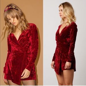 NIGHT MOVES RED VELVET LONG SLEEVE ROMPER